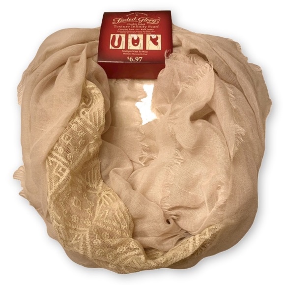 Faded Glory Accessories - Faded Glory Womens Beige Lace Infinity Scarf - OS